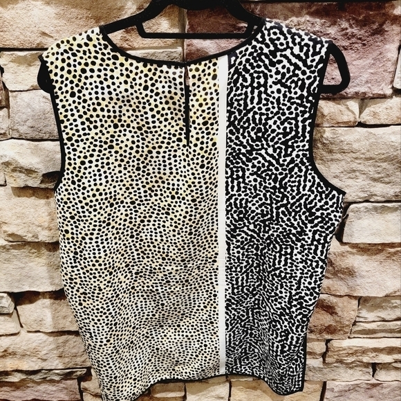 Vince Camuto Sleeveless Yellow Black Color Block Dot Print  Tunic Top Size XL - Picture 5 of 8